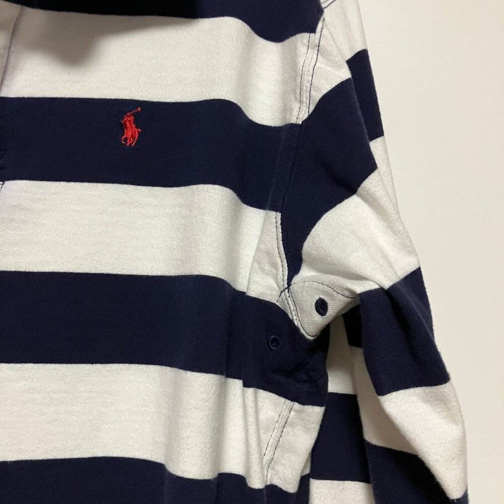 Vintage Polo Ralph Lauren Striped Rugby Boys’ Shirt, Size XL/20, Navy Blue - Picture 6 of 12